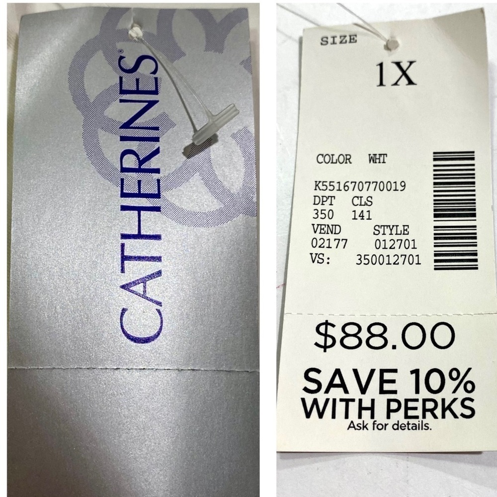 Catherines White Blazer Plus Size 1X 18/20W Cotton Stretch Gold-tone Grommets - Picture 10 of 13
